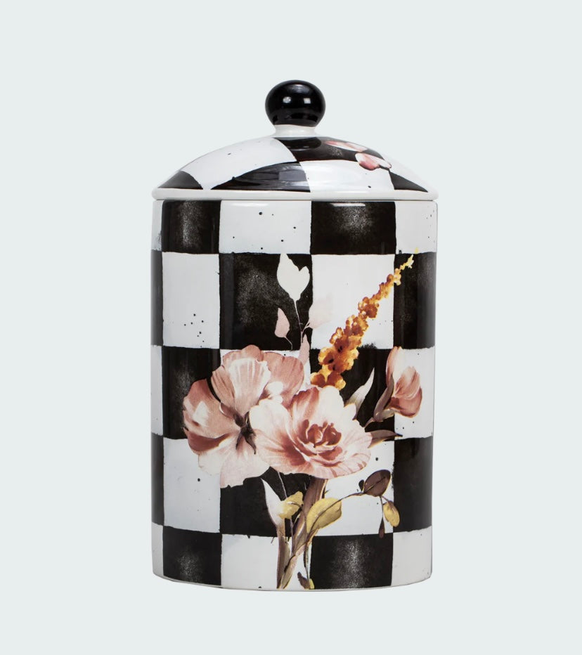 Chic Checkered Porcelain Cookie Jars Medium