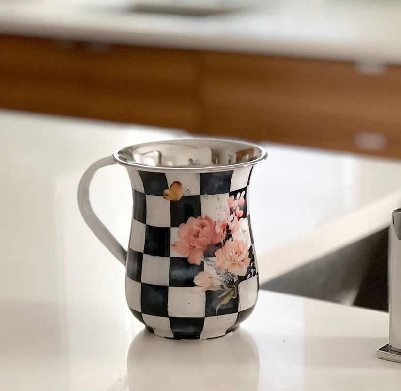 Chic Checkered Stainless Steel Washing Cup