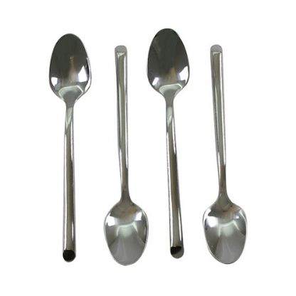 Silver Slice Satin Dessert or Dip Spoons, Set of 4