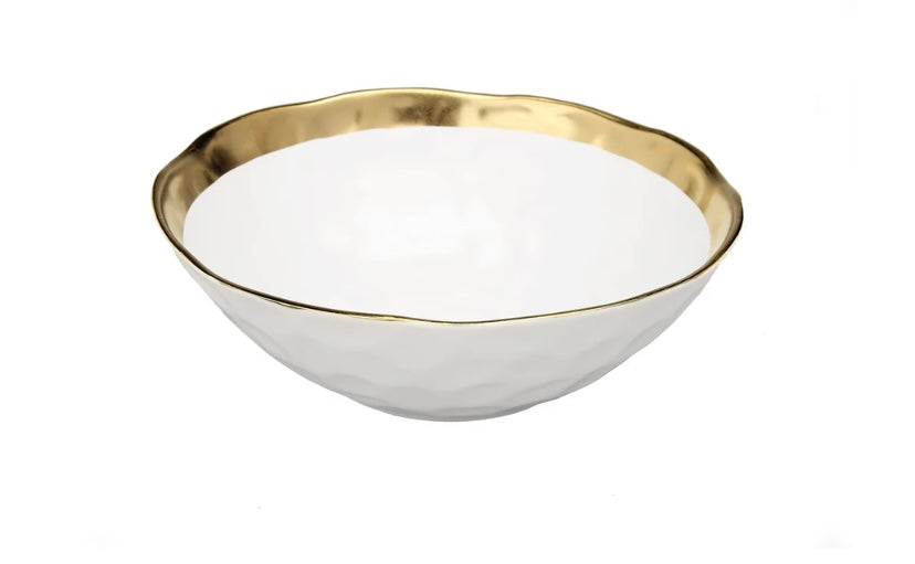 White Porcelain Bowl with Gold Rim