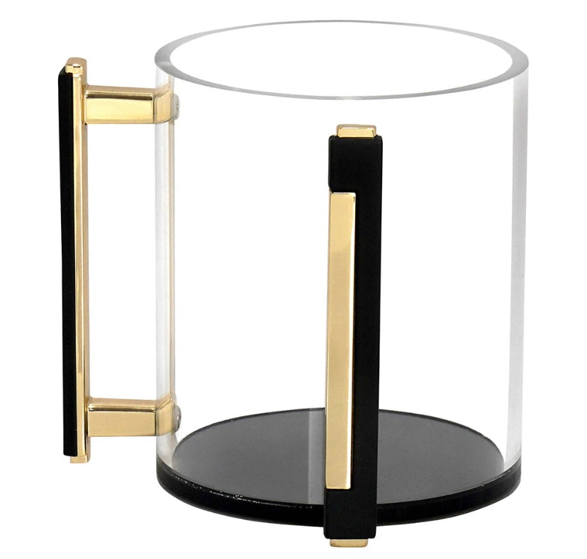 Lucite Clear Wash Cup with Gold Designed Handles