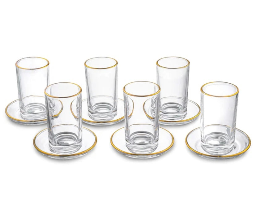 MODERN GLASS CUPS & SAUCERS