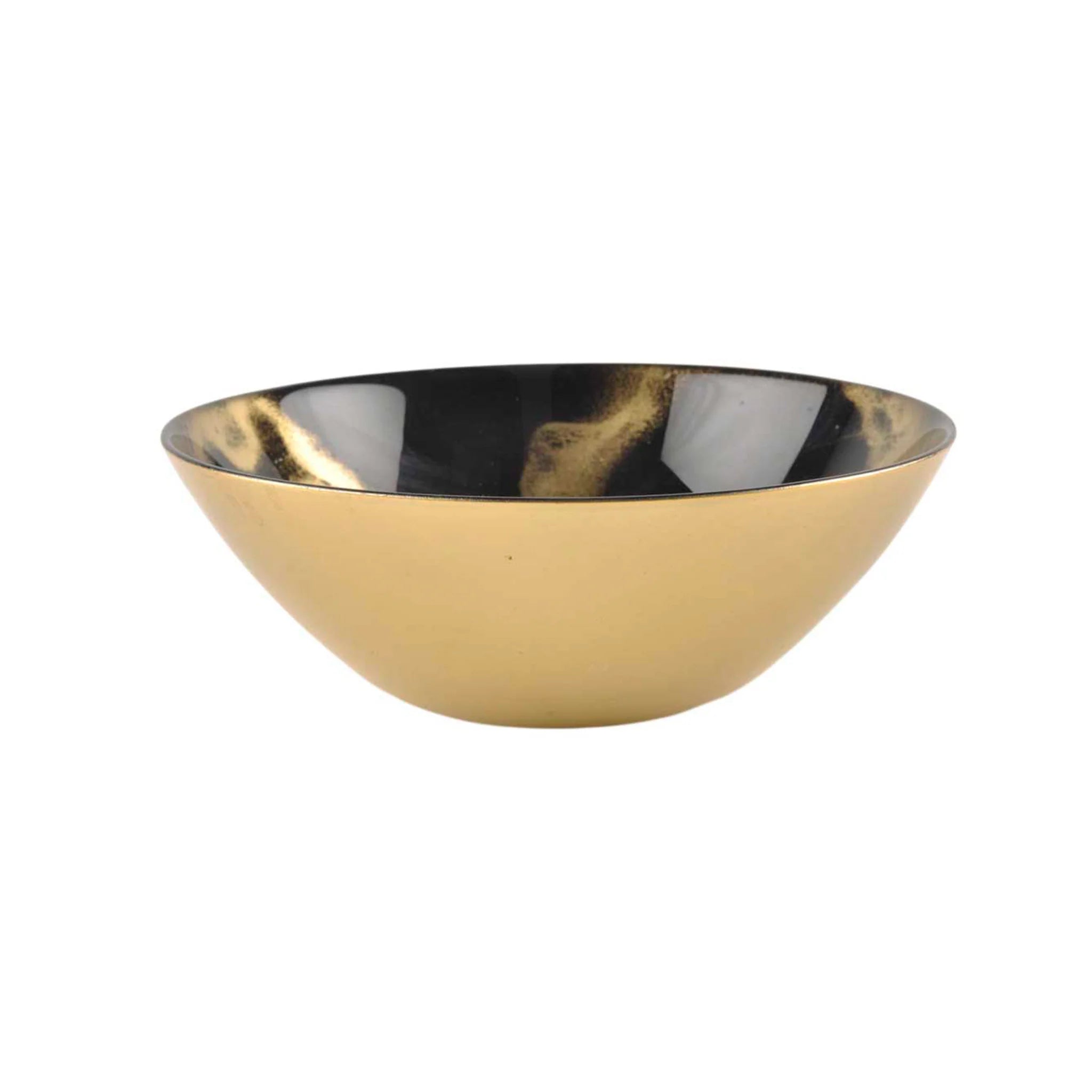 6"D Black and Gold Marbleized Bowl