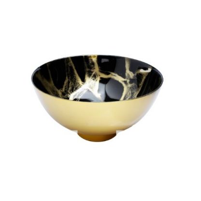Black and Gold Marbleized Footed Bowl
