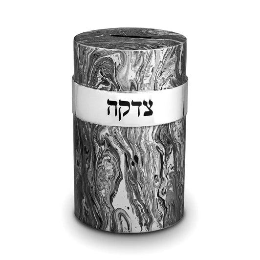 Black and Silver Marble Design Tzedakah Box