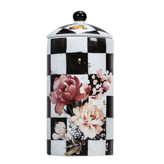 Chic Checkered Porcelain Cookie Jars (Large)